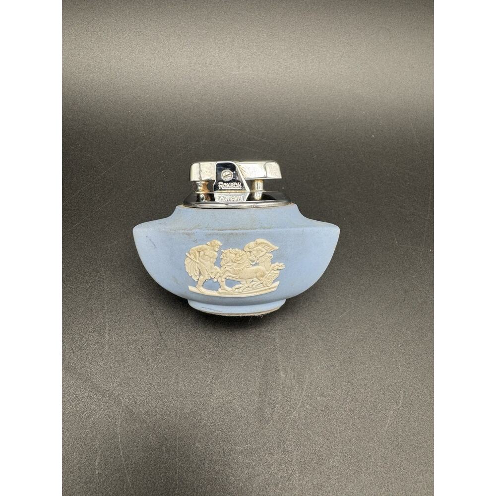 Vintage Wedgwood Jasperware Ronson Table Lighter Ulysses Jasperware Baby Blue